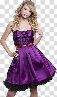 Request Taylor and Demi , Taylor Swift wearing purple strapless dress transparent background PNG clipart