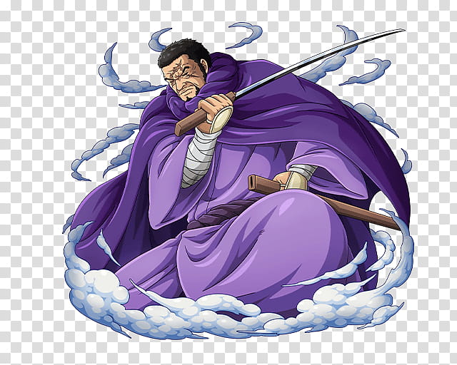Issho aka Admiral Fujitora, purple and white One Piece character illustration transparent background PNG clipart
