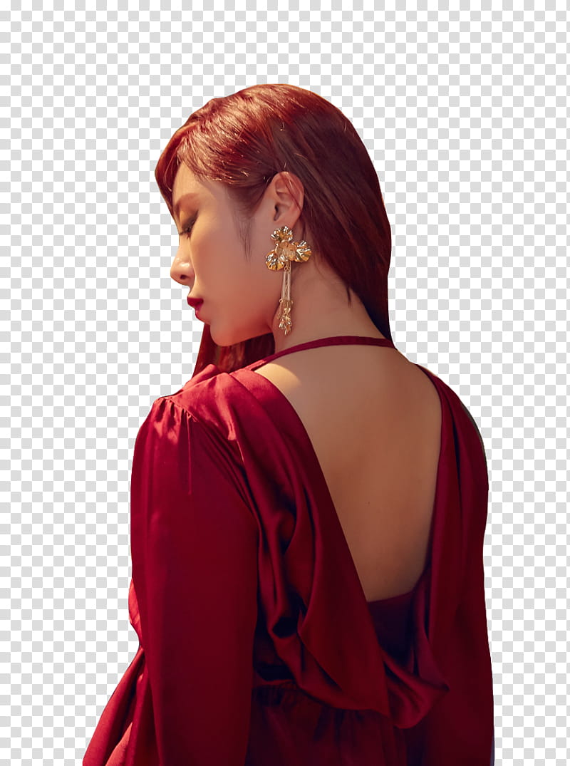 MAMAMOO RED MOON PT , Red Velvet Irene wearing red long-sleeved blouse transparent background PNG clipart