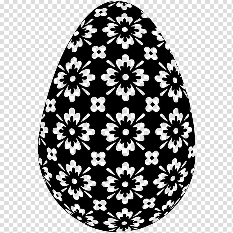 white and black floral egg graphic transparent background PNG clipart