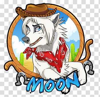 Moon Badge commish BSW, white dog illustration transparent background PNG clipart
