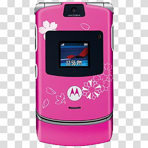pink Cellphones in, pink Motorola flip phone displaying : PM transparent background PNG clipart
