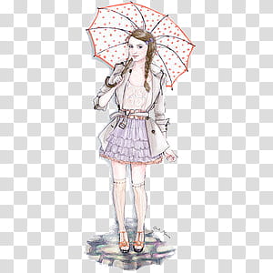 girls s, woman holding umbrella drawing transparent background PNG clipart