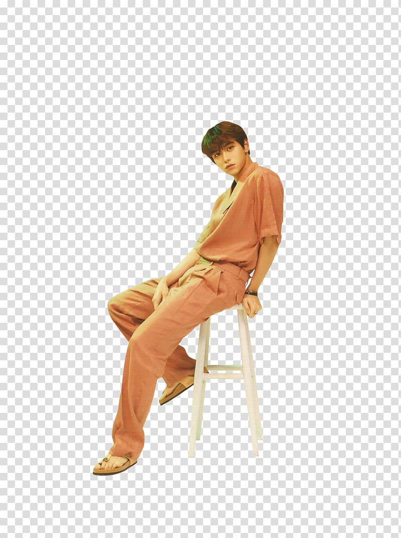 Lucas, man wearing brown suit sitting on the chair transparent background PNG clipart