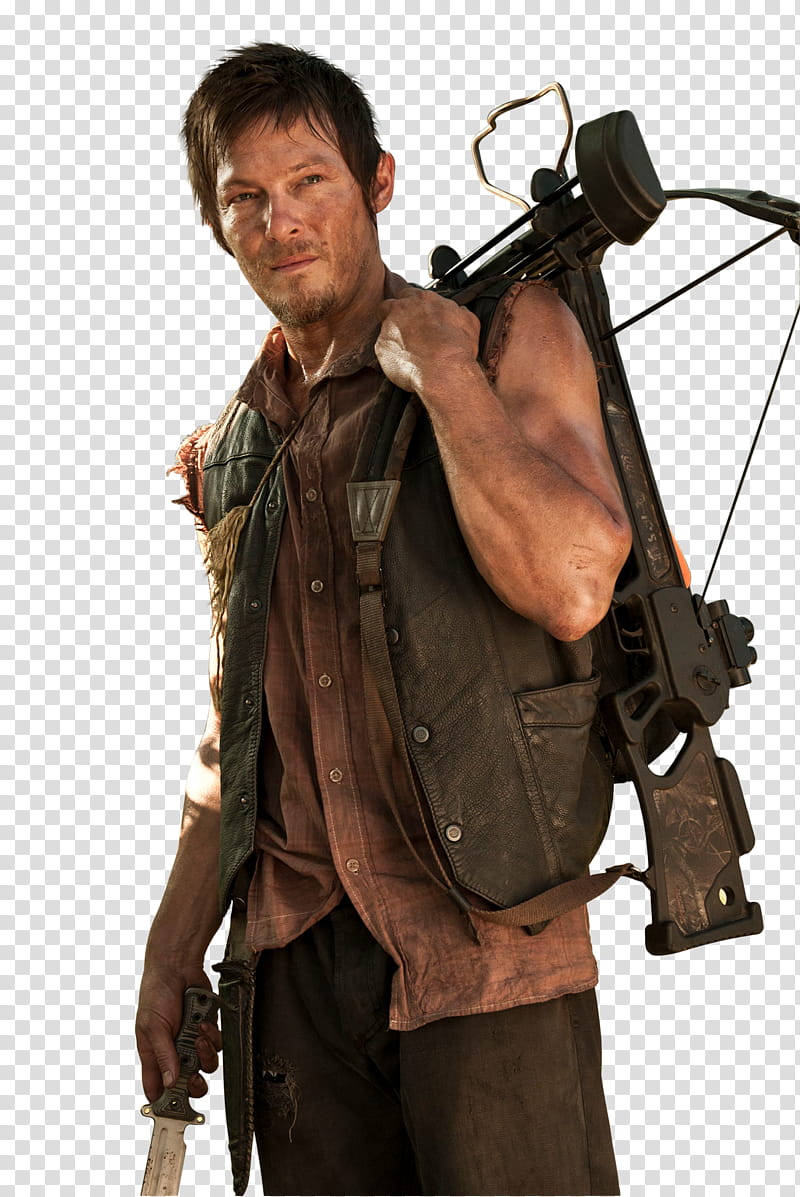 The Walking Dead Season , man carrying crossbow transparent background PNG clipart