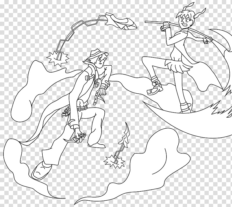 Maka vs Hazama Line Art transparent background PNG clipart