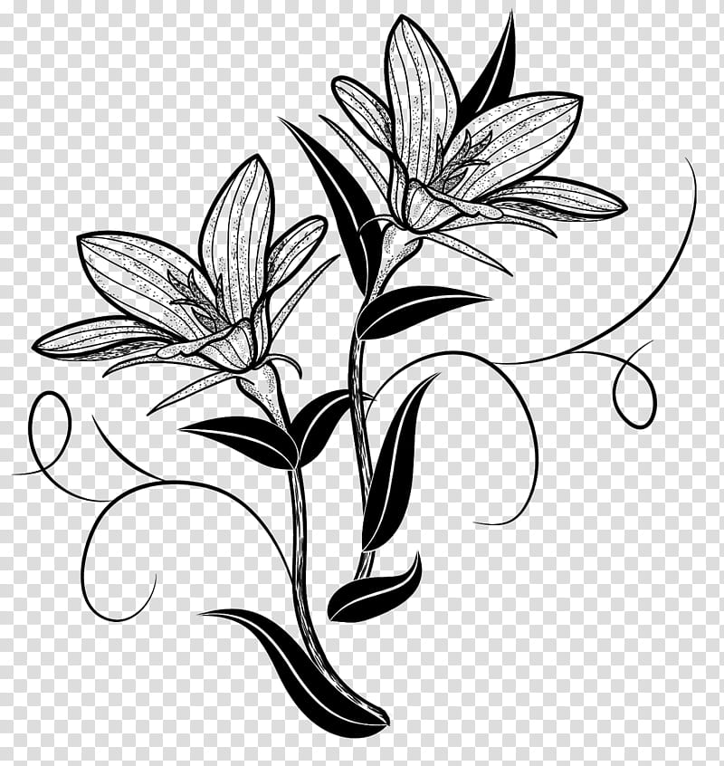 Flowers Brushes Sets, two black flowers illustration transparent background PNG clipart