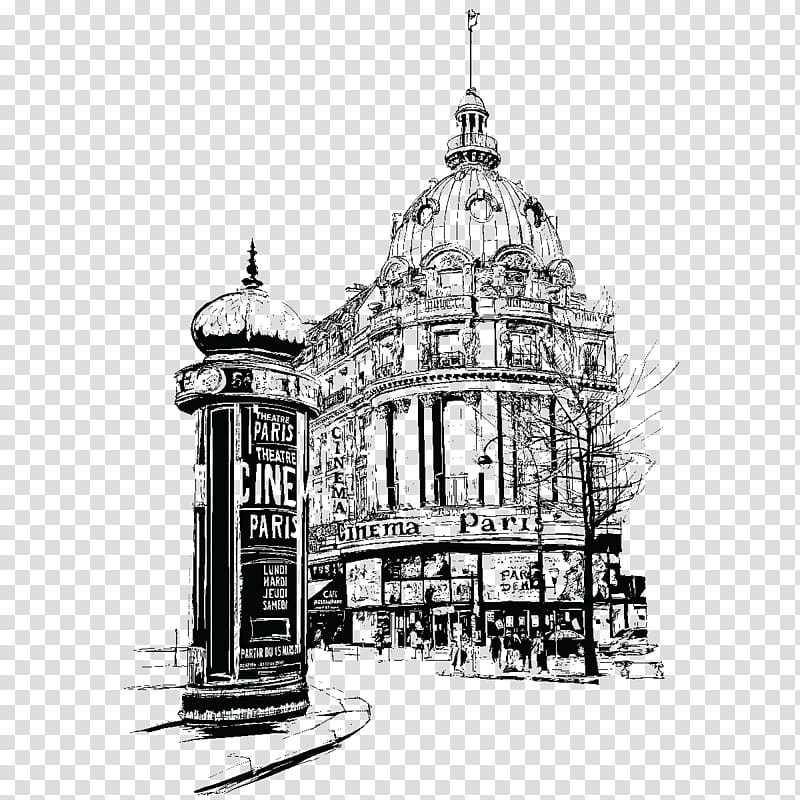 Building, Paris, Wall Decal, France, Landmark, Classical Architecture, Drawing, Facade transparent background PNG clipart