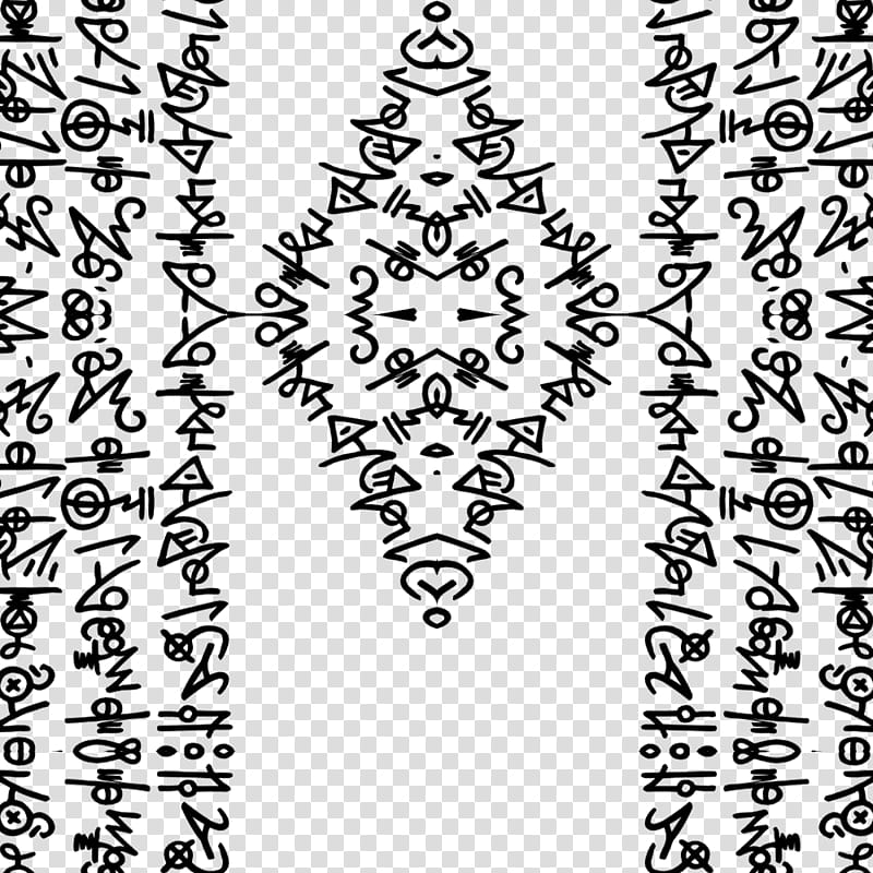 Background Tile text art Dscript symbols, black aztec print transparent background PNG clipart