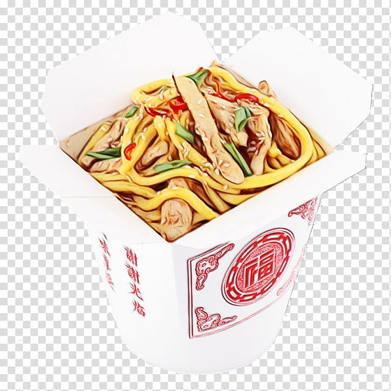 food cuisine noodle dish ingredient, Watercolor, Paint, Wet Ink, Udon, Hot Dry Noodles, Yakisoba, Yi Mein transparent background PNG clipart