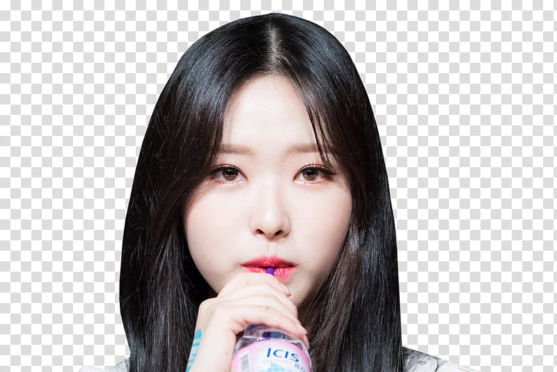 OLIVIA HYE LOONA , woman sipping from straw in bottle transparent background PNG clipart
