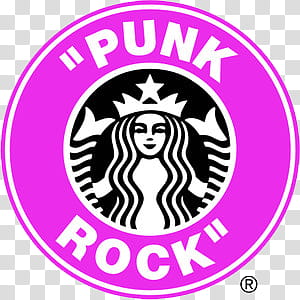 Starbucks Logos s, pink and black Punk Rock logo illustration transparent background PNG clipart