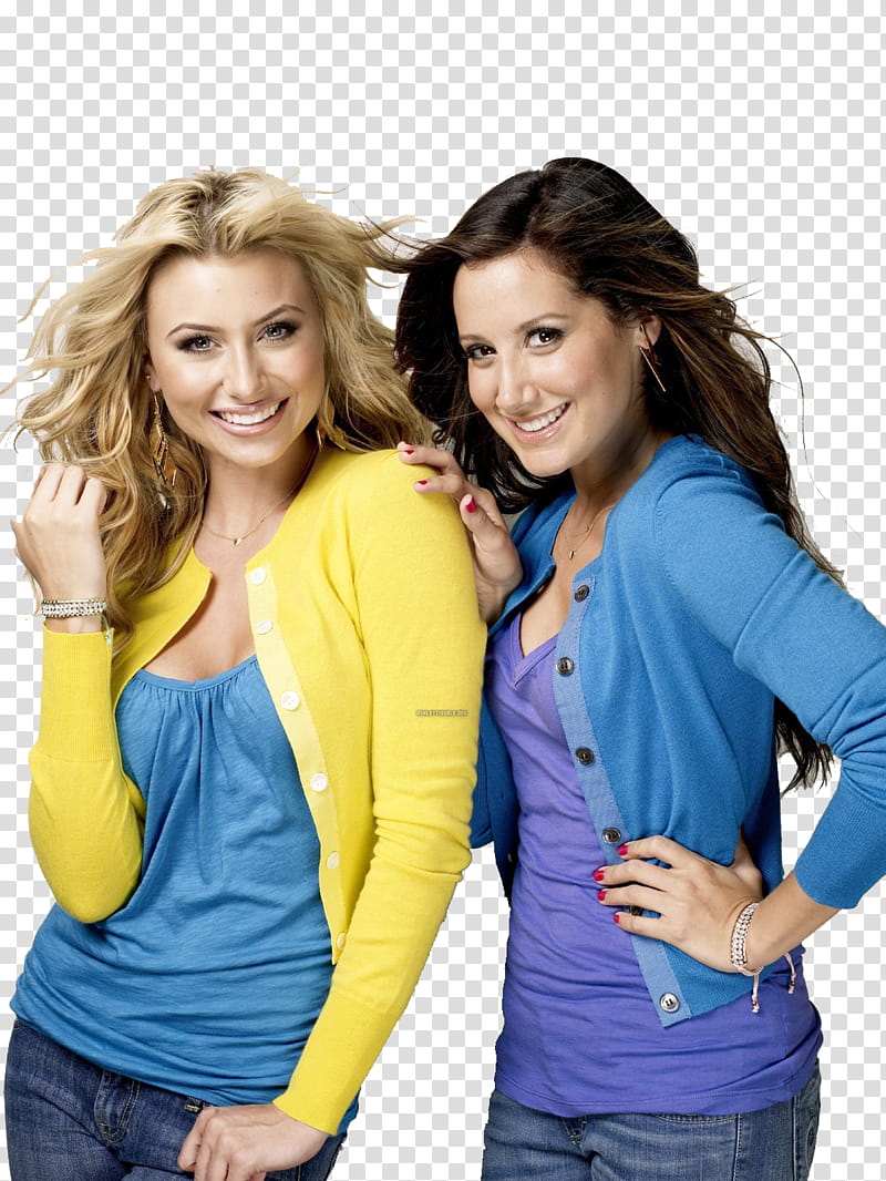 Aly y Ashley Tisdale , smiling Ashley Tisdale other woman standing beside her transparent background PNG clipart