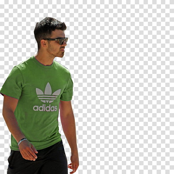 Joe Jonas wearing green Adidas shirt transparent background PNG clipart