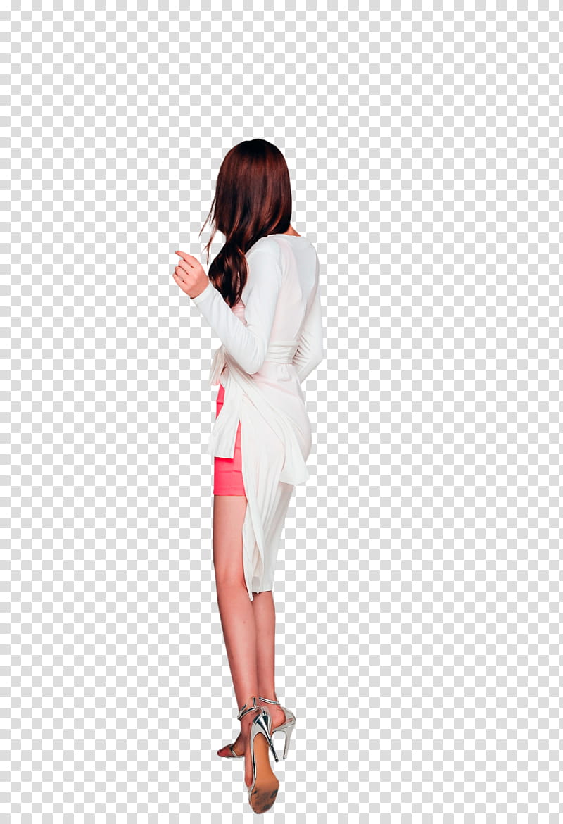 PARK JUNG YOON, woman wearing white dress standing while facing her right side transparent background PNG clipart