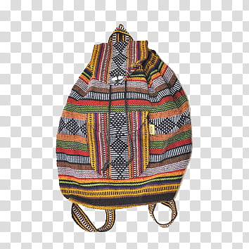 Moregii Fatty, multicolored knit knapsack transparent background PNG clipart