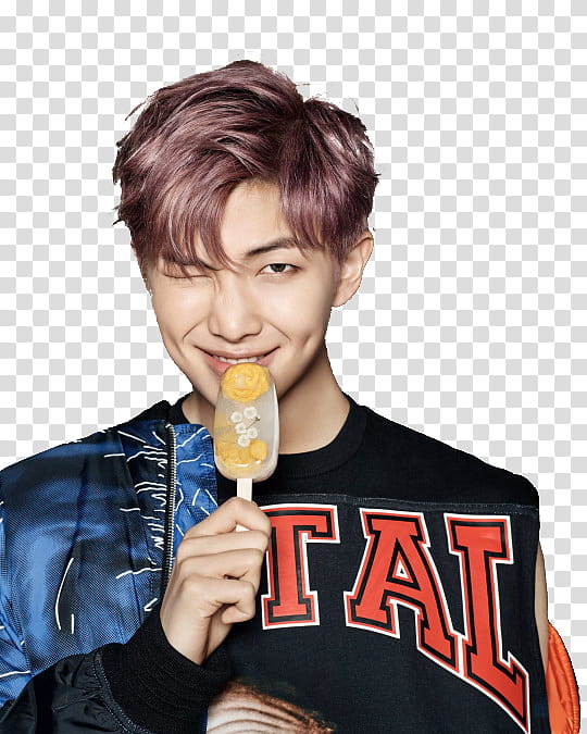BTS You Never Walk Alone P , man holding up popsicle to his mouth transparent background PNG clipart