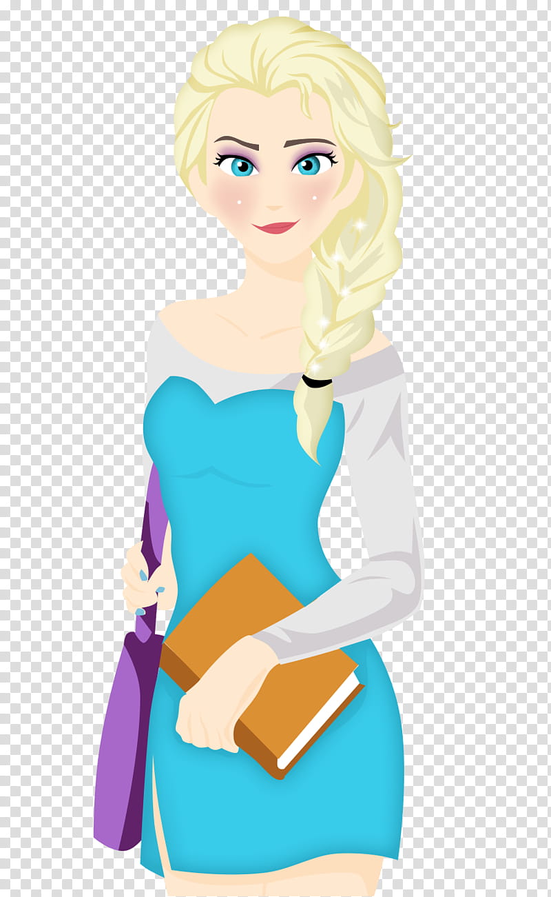 Disney Frozen Queen Elsa with shoulder bag holding book transparent background PNG clipart