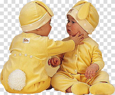 , babies wearing yellow bandana transparent background PNG clipart
