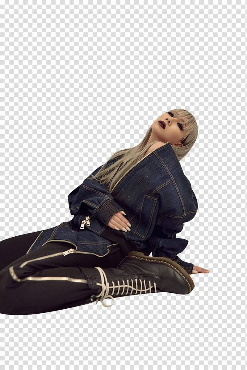 CL NE , woman sitting wearing blue denim jacket transparent background PNG clipart