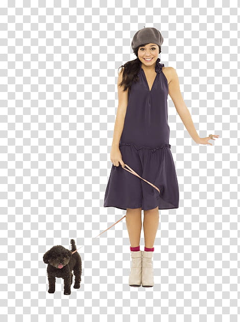 Vanessa Hudgens, woman standing while holding leash transparent background PNG clipart