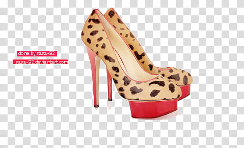 Christian Louboutin s, brown-red-and-black cheetah print leather platform pumps transparent background PNG clipart