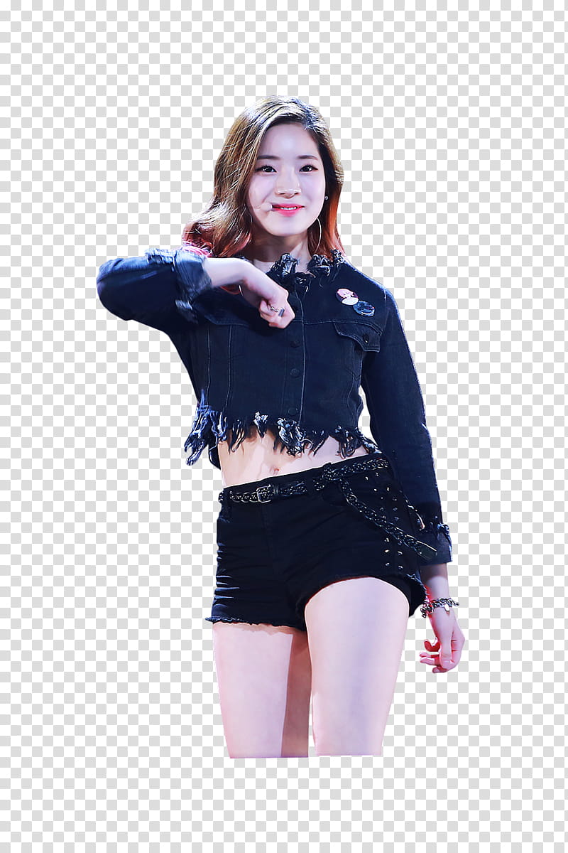 Twice Dahyun, woman in black denim jacket transparent background PNG clipart