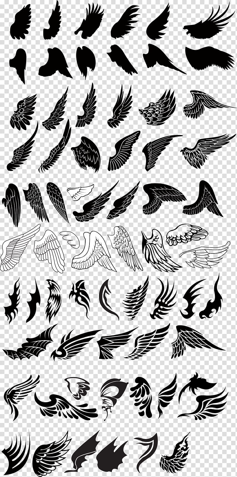Wing File, white and black wings collage transparent background PNG clipart