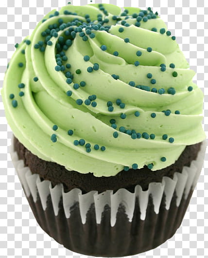 Pastelitos en, chocolate cupcake with green icing transparent background PNG clipart