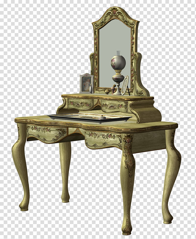 Mirror Table d object, brown wooden vanity table with mirror transparent background PNG clipart