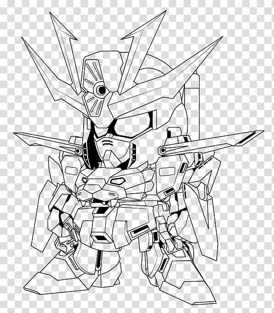 SD Gundam Tryon  lineart B transparent background PNG clipart