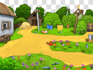 Cartoon biome rural area games grass, Cartoon, Farm, Tree, Landscape ...