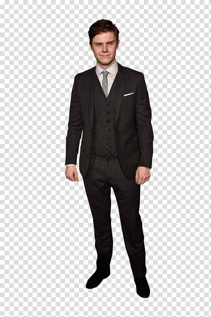 Evan Peters , standing man in black suit transparent background PNG clipart
