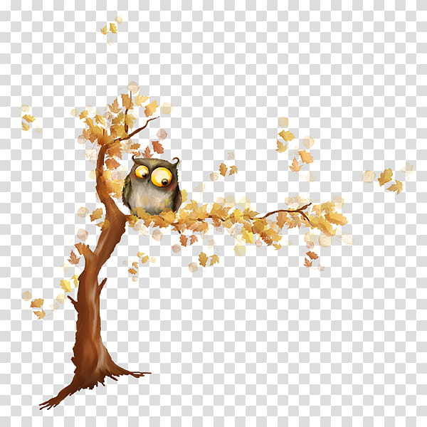 Owl, Tree, Animation, Drawing, Branch, Leaf, Flora, Twig transparent background PNG clipart