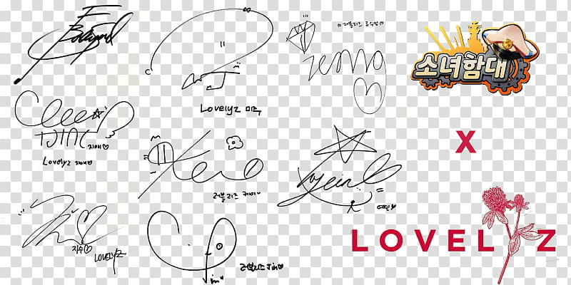 Girls Fleet x Lovelyz signatures render transparent background PNG clipart