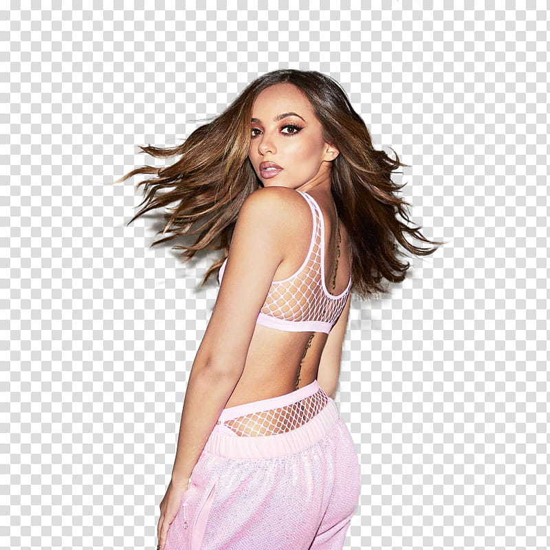 Little Mix, woman wearing pink sport bra transparent background
