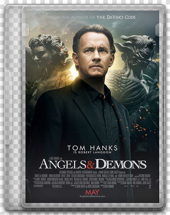 DVD movies icon, angels & demons, Angels & Demons Tom Hanks movie case transparent background PNG clipart