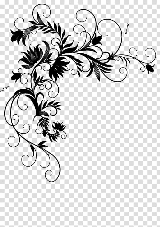 Black And White Flower, Floral Design, Black White M, Line Art, Leaf, Tattoo, Ornament, Pedicel transparent background PNG clipart