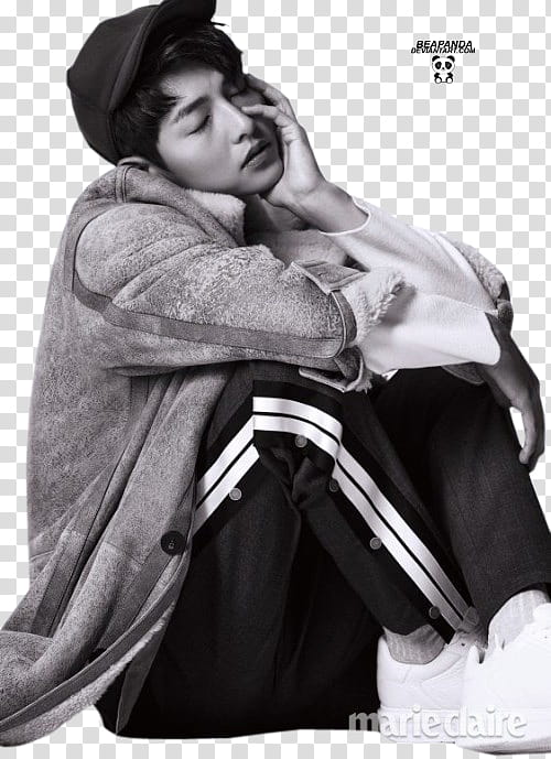Song Joong Ki, man wearing jacket with his hands on his face transparent background PNG clipart
