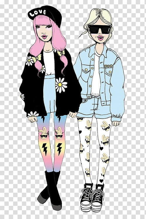 overlays, two female fashionistas illustration transparent background PNG clipart