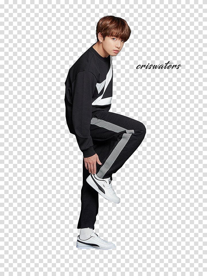 BTS for PUMA, man in black jacket transparent background PNG clipart