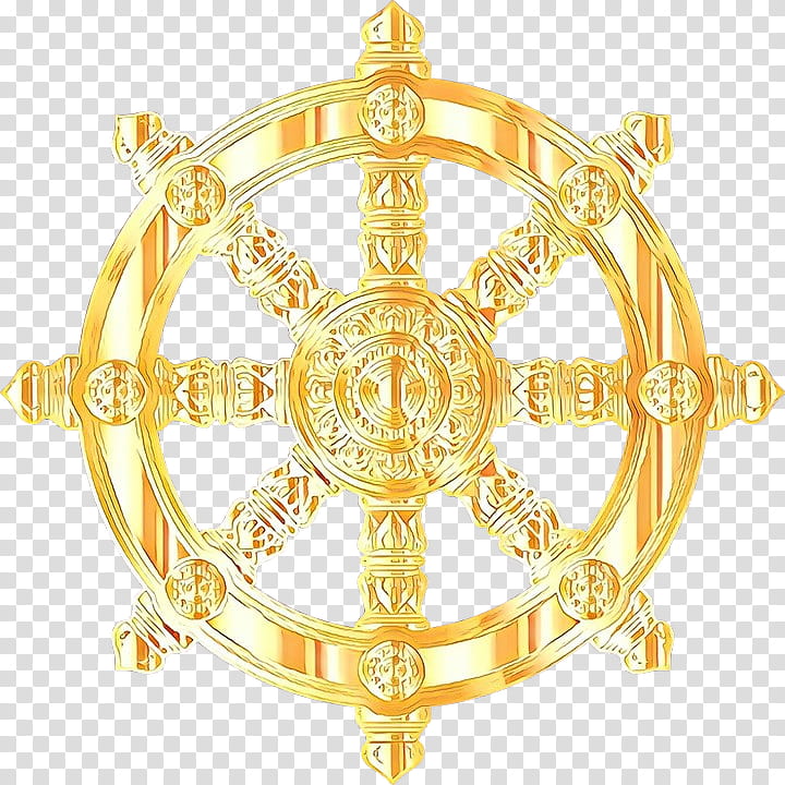 Hinduism Symbol, Cartoon, Dharmachakra, Buddhism, Golden Buddha, Wheel, Religion, Buddharupa transparent background PNG clipart