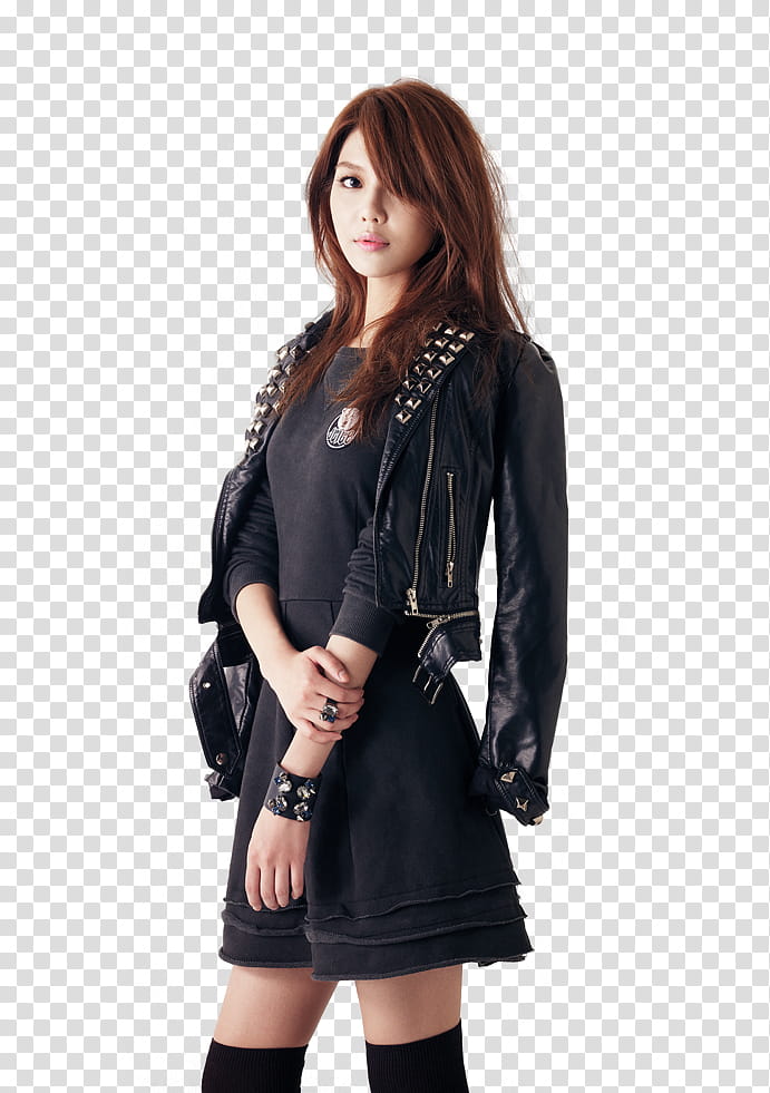 Sooyoung SNSD render, SNSD Soyoung wearing black jacket transparent background PNG clipart