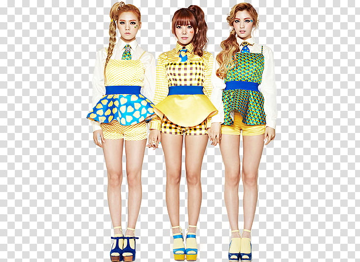 Orange Caramel render, three women in dress transparent background PNG clipart