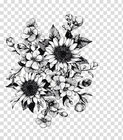 Bouquet Of Flowers Drawing, Chrysanthemum, Cut Flowers, Floral Design, Flower Bouquet, M02csf, Petal, Blackandwhite transparent background PNG clipart