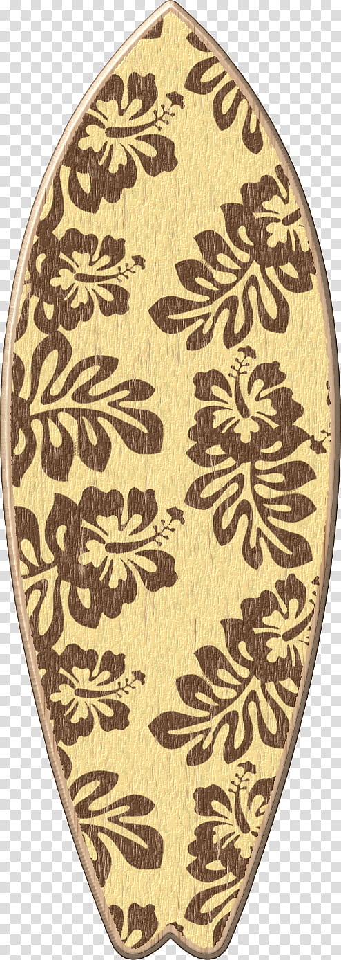 , beige and brown floral twin-fin surfboard transparent background PNG clipart