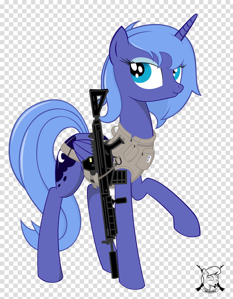 PMC Luna, purple My Little Pony character with rifle transparent background PNG clipart
