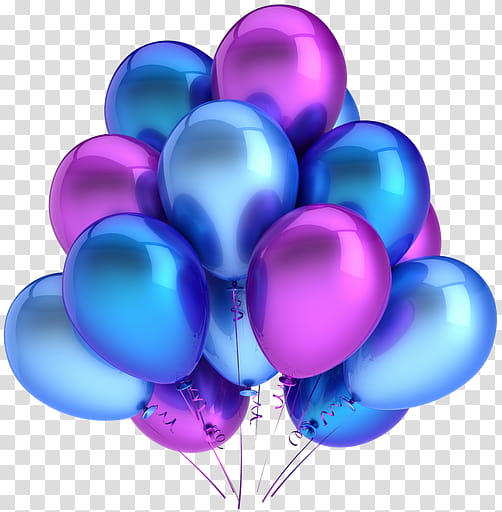 bundle of blue and purple balloons transparent background PNG clipart