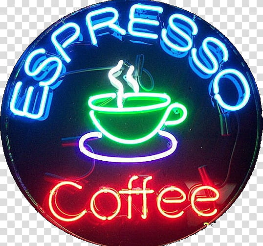 Neon Lights Set, blue, red, and green Espresso Coffee neon sign transparent background PNG clipart