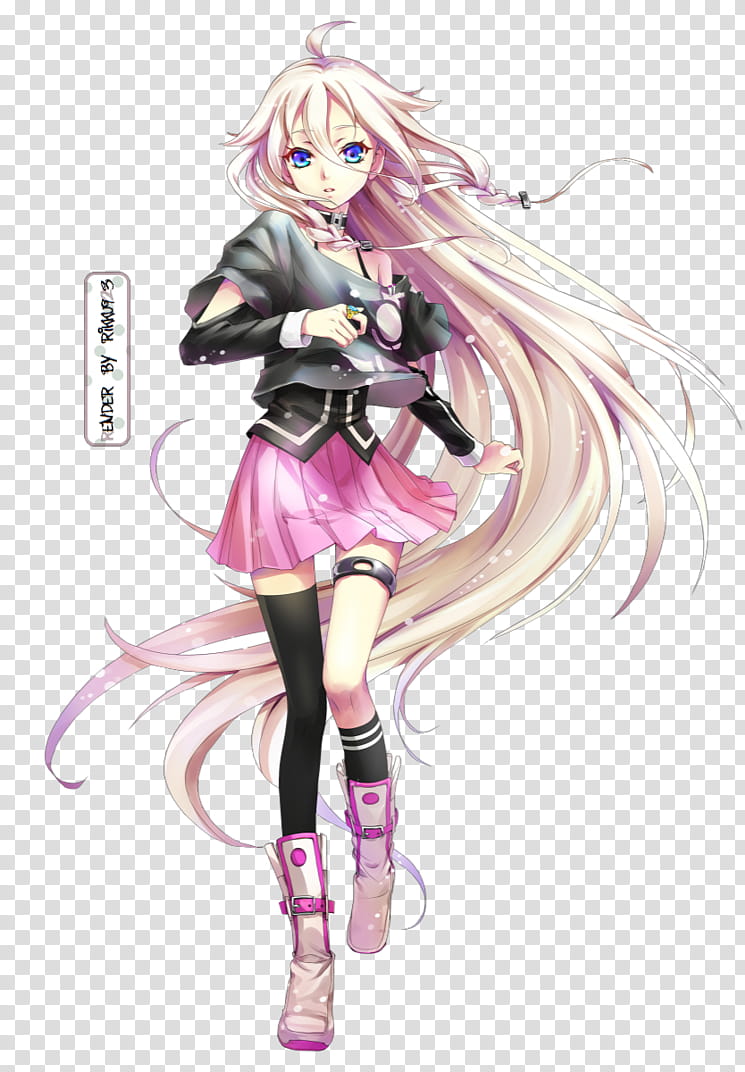Ia, Vocaloid Render I, woman with pink hair wearing black top anime character illustration transparent background PNG clipart